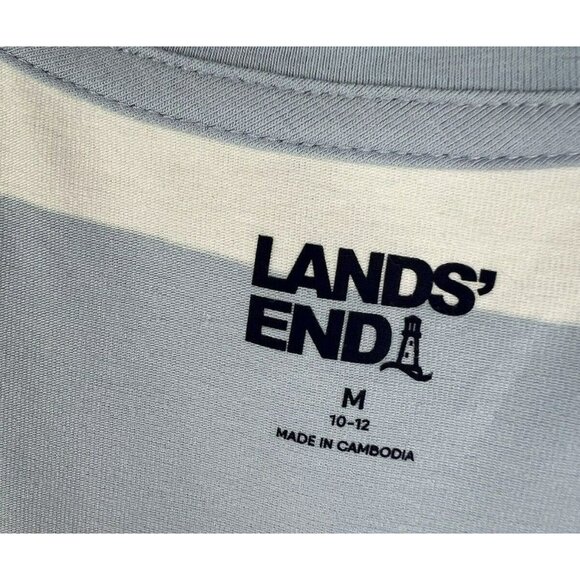 Lands End Women's‎ Maxi Dress M Blue White Stripe Wrap Belt Soft Stretch Beach - Picture 2 of 9